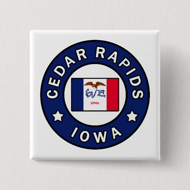 Bóton Quadrado 5.08cm Cedar Rapids Iowa (Frente)