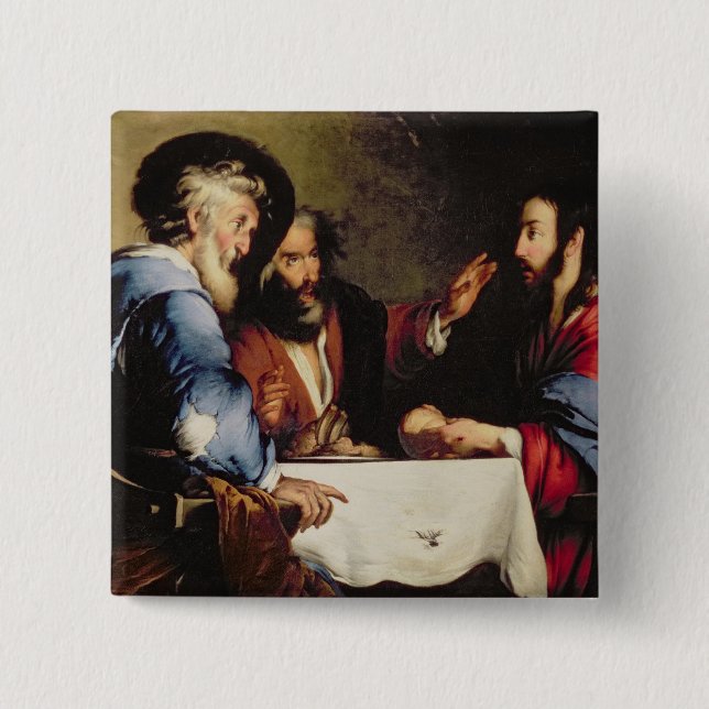 Bóton Quadrado 5.08cm Ceia em Emmaus (Frente)