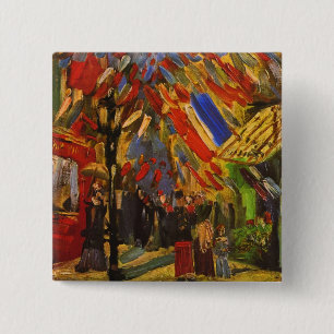 Bóton Quadrado 5.08cm Celebração do 14 de julho em Paris Van Gogh de B