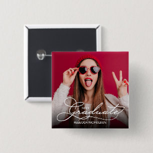 Bóton Quadrado 5.08cm Celebração do Formando de Fotografias