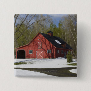 Bóton Quadrado 5.08cm Celeiro vermelho no inverno
