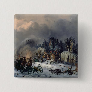 Bóton Quadrado 5.08cm Cena da guerra Russo-Francesa em 1812