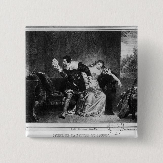 Bóton Quadrado 5.08cm Cena da letra do primo (Frente)