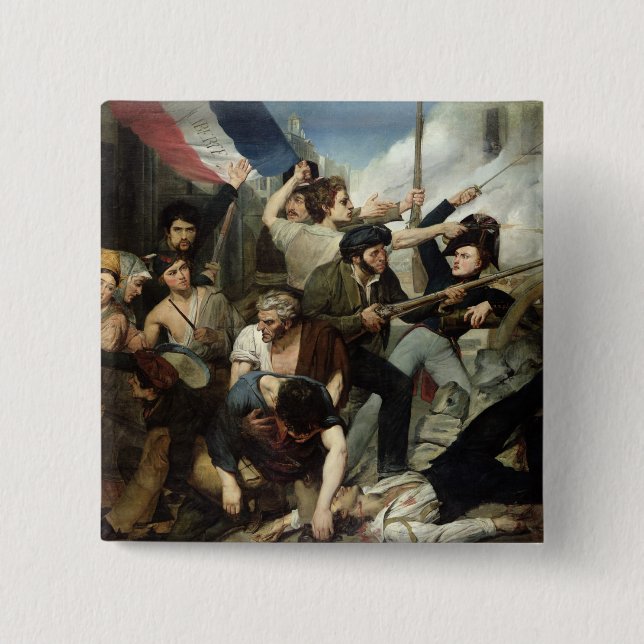 Bóton Quadrado 5.08cm Cena da revolução 1830 (Frente)