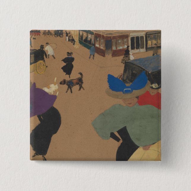 Bóton Quadrado 5.08cm Cena da rua em Paris (Frente)