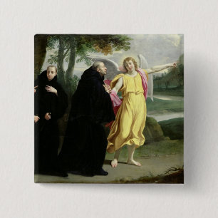 Bóton Quadrado 5.08cm Cena da vida de St. Benedict