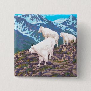 Bóton Quadrado 5.08cm Cena das cabras de montanha - Montana