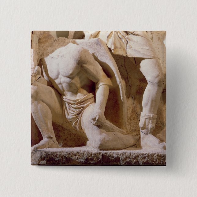 Bóton Quadrado 5.08cm Cena de batalha, c.169 (Frente)