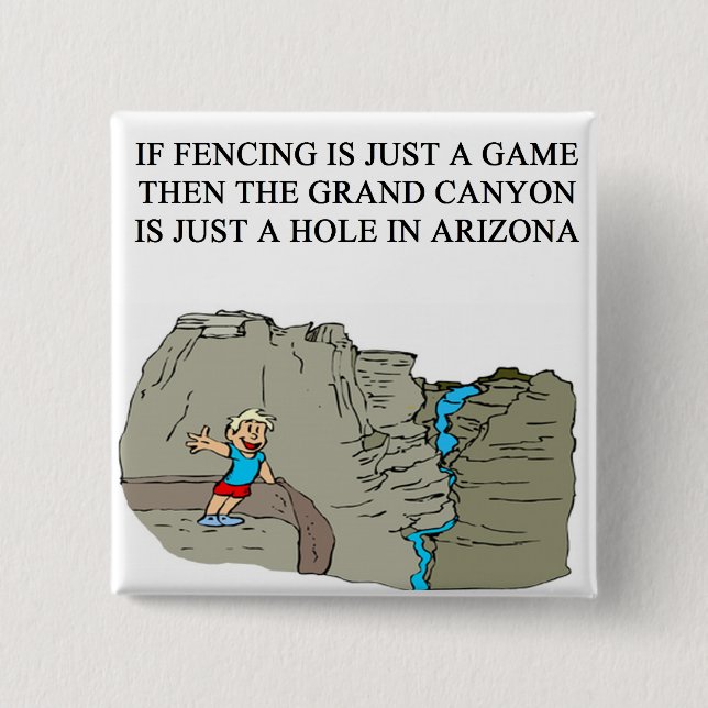 Bóton Quadrado 5.08cm CERCANDO a piada do esgrimista (Frente)