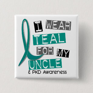 Bóton Quadrado 5.08cm Cerceta Polycystic da doença renal PKD para o tio