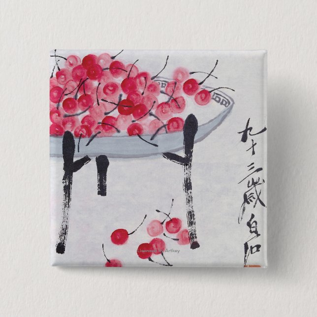 Bóton Quadrado 5.08cm Cerejas (Frente)