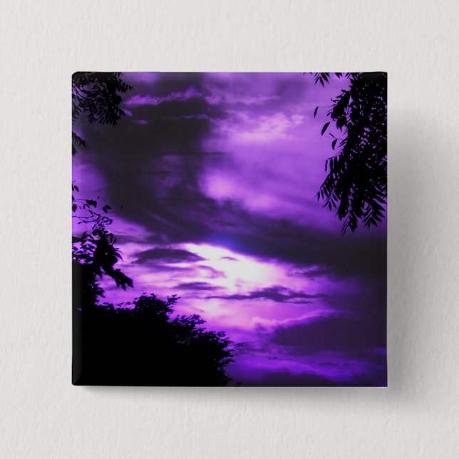 Bóton Quadrado 5.08cm Céu Nublado Roxo (Frente)