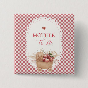 Bóton Quadrado 5.08cm Chá de Bebê Boho Gingham Vermelho Maçã Mãe Para Se
