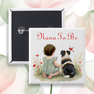 Bóton Quadrado 5.08cm Chá de Bebê Personalizado Vovó Para Ser