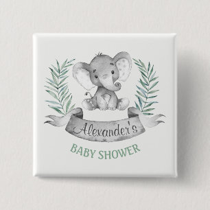 Bóton Quadrado 5.08cm Chá de fraldas de Elefante de Aquarela