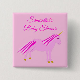 Bóton Quadrado 5.08cm Chá de fraldas Personalizado bonito Pink Baby Girl