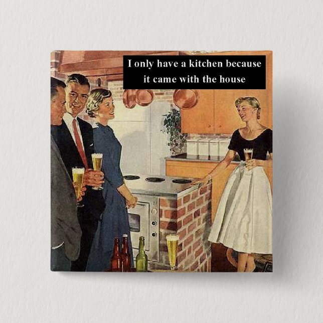 Bóton Quadrado 5.08cm Chá de Noiva / Festa de Aquecimento Engraçado Vint (Frente)