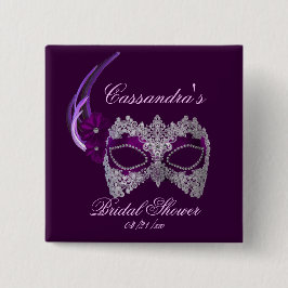 Bóton Quadrado 5.08cm "Chá de panela" - Máscara de Mascarada de rendas