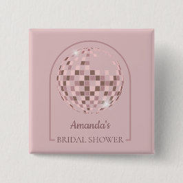 Bóton Quadrado 5.08cm Chá de panela rosa Disco Boogie