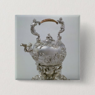 Bóton Quadrado 5.08cm Chaleira de chá e suporte por C.Kandler, Londres,