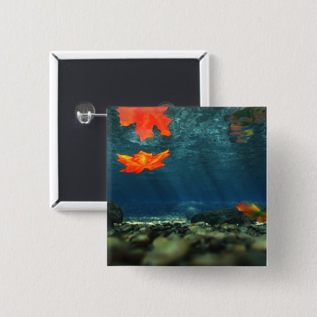 Bóton Quadrado 5.08cm Chama no Botão Água (Frente & Verso)