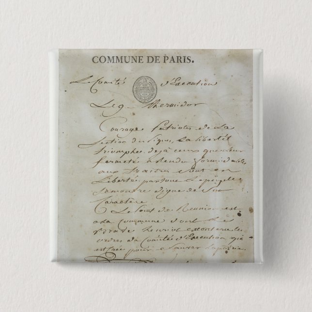 Bóton Quadrado 5.08cm Chamada de Maximiliano de Robespierre (Frente)