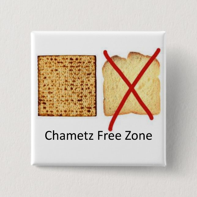 Bóton Quadrado 5.08cm Chametz Free Zone (Frente)