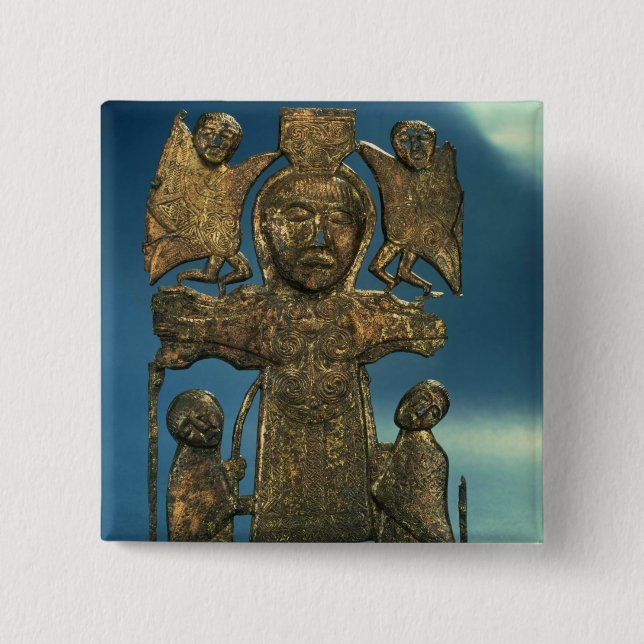 Bóton Quadrado 5.08cm Chapa da crucificação de St John, século VII (Frente)