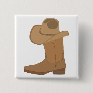 Bóton Quadrado 5.08cm Chapéu e Boot de Cowboy