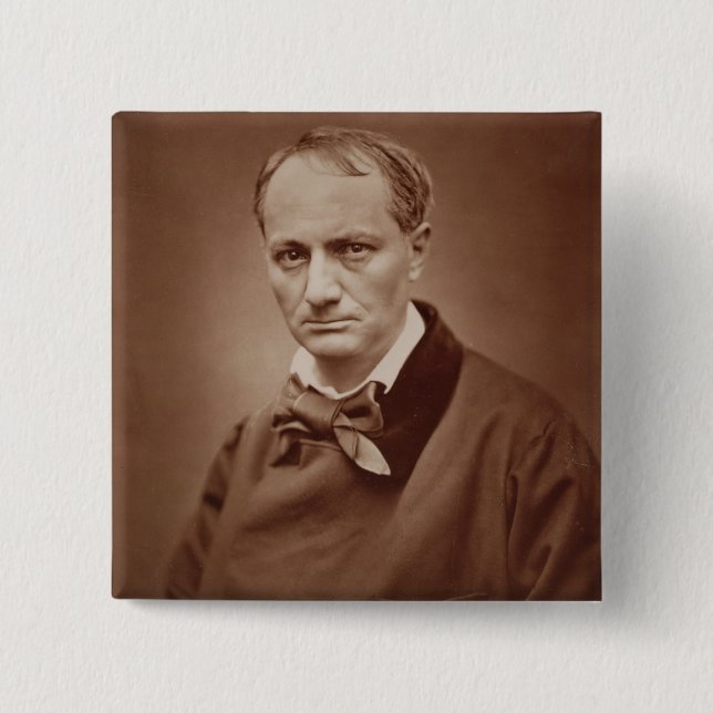 Bóton Quadrado 5.08cm Charles Baudelaire (1821-67), poeta francês, (Frente)