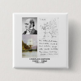 Bóton Quadrado 5.08cm Charles Darwin (lebreiro Phylogenetics de Darwin