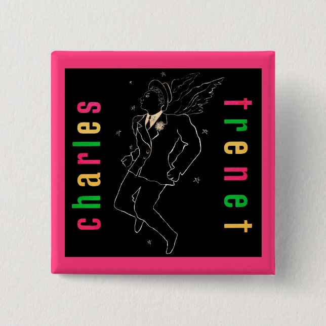 Bóton Quadrado 5.08cm Charles Trenet (Frente)