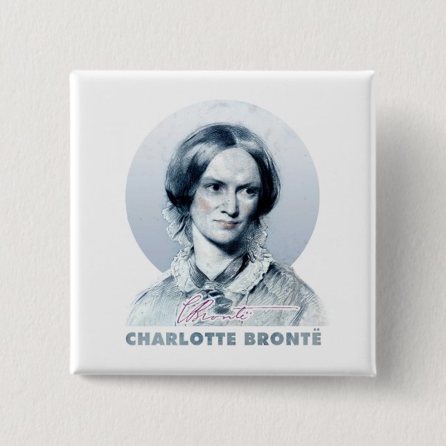 Bóton Quadrado 5.08cm Charlotte Bronte Richmond - Retrato de Pintura (Frente)