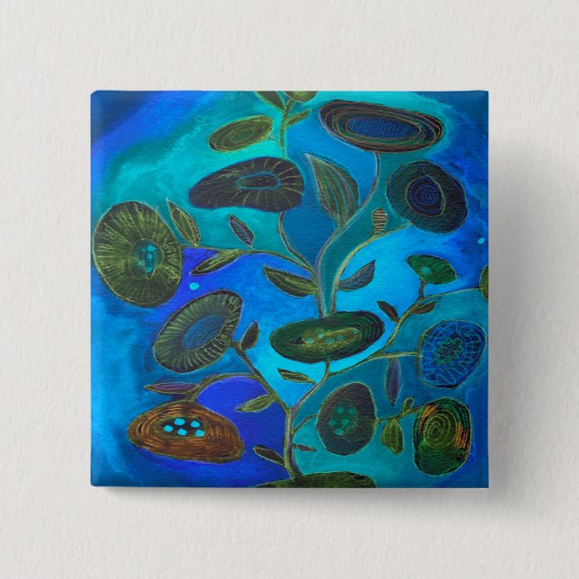 Bóton Quadrado 5.08cm chaveiro da noite azul (Frente)