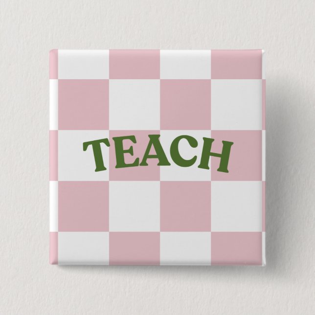 Bóton Quadrado 5.08cm Checkered “Teach” Button (Frente)