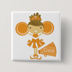 Bóton Quadrado 5.08cm Cheerleader na laranja