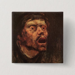 Bóton Quadrado 5.08cm Chefe de um Homem Irritado (Tristeza e Sofrimento)