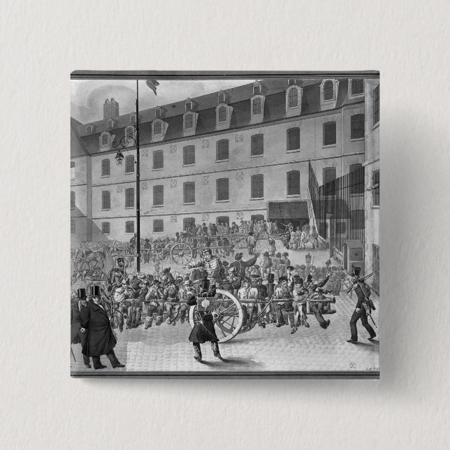 Bóton Quadrado 5.08cm Chegada dos condenados em Bicetre (Frente)