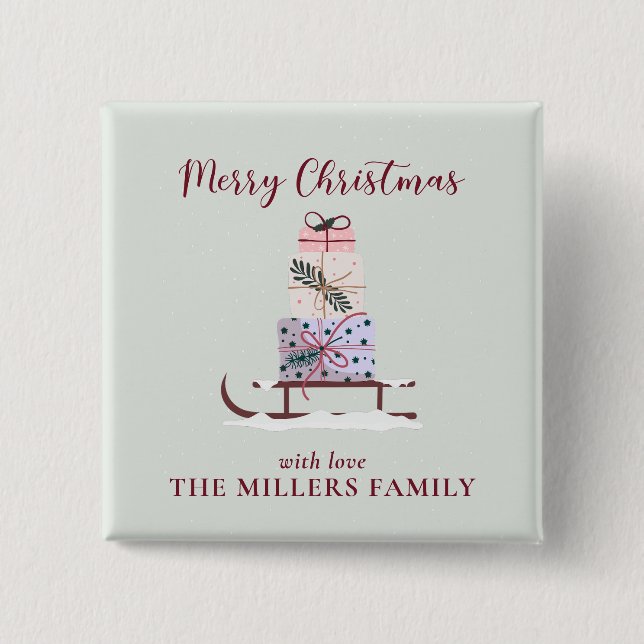 Bóton Quadrado 5.08cm Cheio de presentes, verde-claro (Frente)