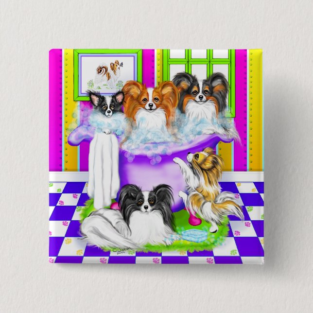 Bóton Quadrado 5.08cm Cheio Papillon Tub (Frente)