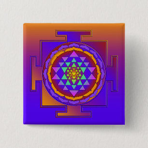 Bóton Quadrado 5.08cm cheio SRI YANTRA de cor + suas ideias