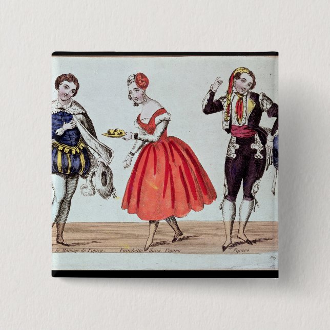 Bóton Quadrado 5.08cm Cherubino, Fanchette e Figaro (Frente)