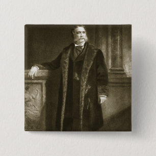 Bóton Quadrado 5.08cm Chester A. Arthur, 2ø presidente da rua unida