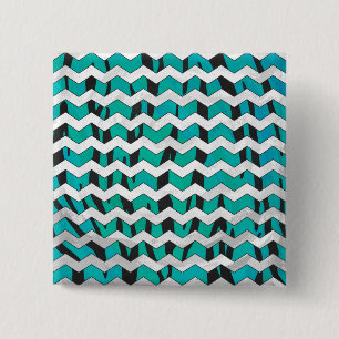 Bóton Quadrado 5.08cm Chevron Tiger Black and Teal Impressão