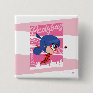Bóton Quadrado 5.08cm Chibi Ladybug em Paris