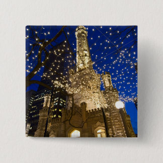 Bóton Quadrado 5.08cm Chicago, Illinois, torre de água velha com feriado