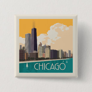 Bóton Quadrado 5.08cm Chicago   Linha Skyline Moderna
