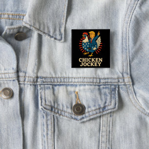 Bóton Quadrado 5.08cm Chicken Jockey Trump Engraçado Memória
