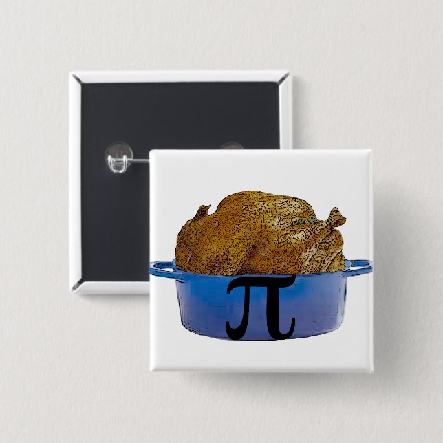 Bóton Quadrado 5.08cm Chicken Pot Pi Button (Frente & Verso)