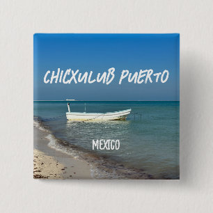 Bóton Quadrado 5.08cm Chicxulub Puerto, México - Botão Quadrado